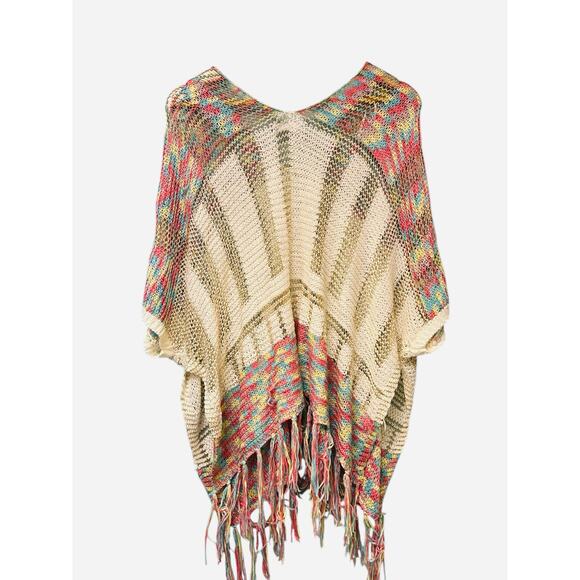 Selfie Couture by Trendology Colorful Poncho Sweater – One Size - Picture 5 of 6